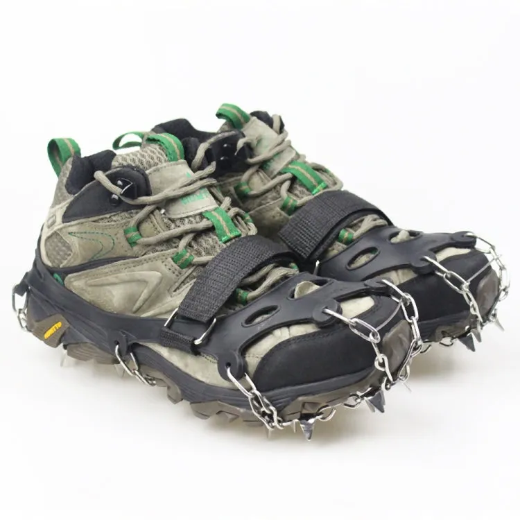 1 Pair  23 Spikes Crampons Outdoor Winter Walk Ice Fishing Snow Shoe Spikes,Size: L Black