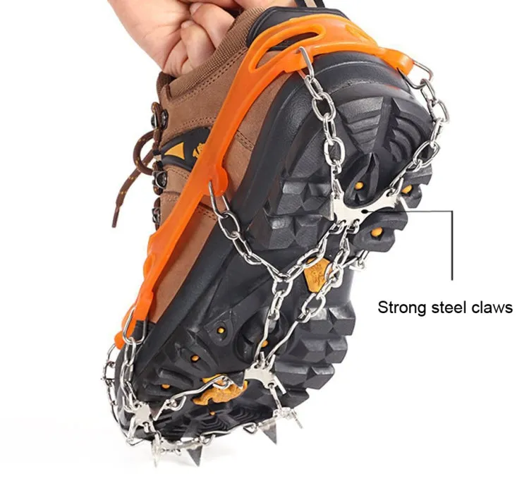 10 Spikes Crampons Ice Snow Non-slip Shoe Cover Outdoor Mountaineering Crampons(Orange)