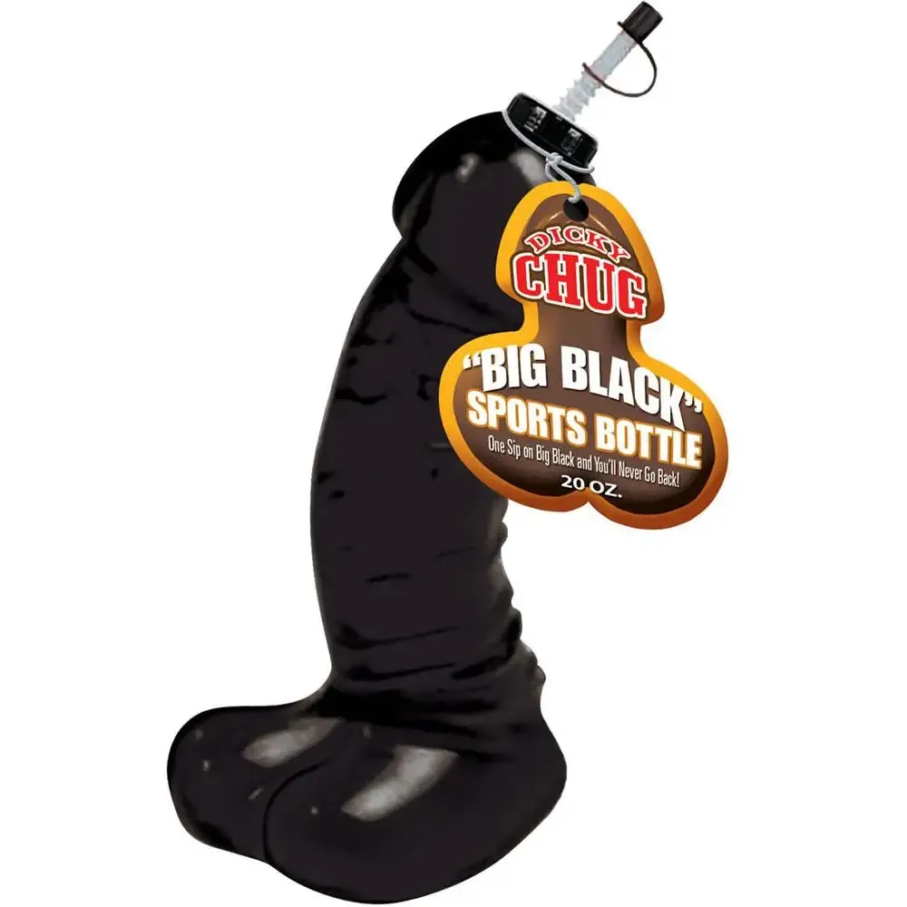 11 Inch Dicky Chug Big Black 20 Ounce Sports Bottle with Straw