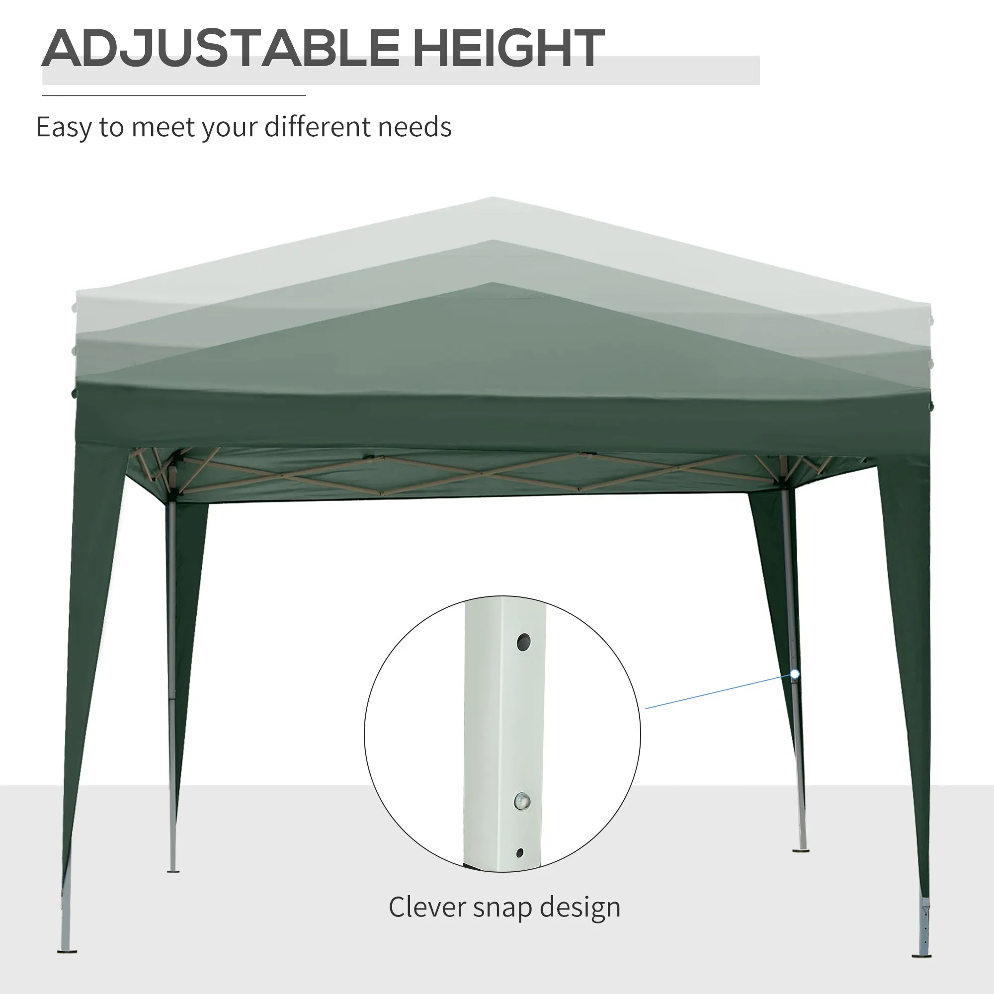 3 x 3m Pop Up Gazebo, Wedding Party Canopy Tent Marquee with Carry Bag and Windows, Green