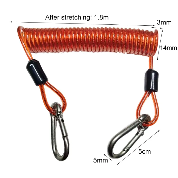 304 Stainless Steel Diving Camera Anti-lost Strap Motorcycle Anti-theft Rope, Random Color Delivery(3008)