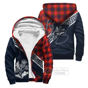 Abernethy Tartan Sherpa Hoodie Featuring Thistle and Scotland Map