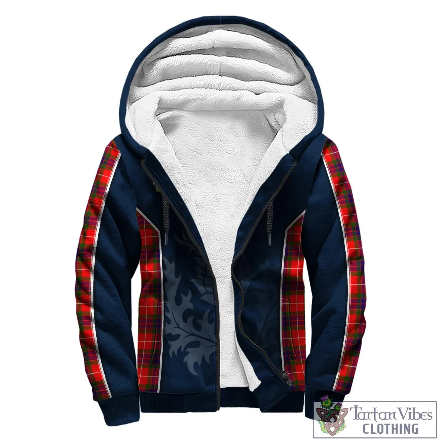 Abernethy Tartan Sherpa Hoodie with Family Crest and Scottish Thistle Vibes Sport Style