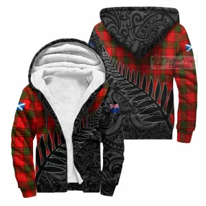 Adair Crest Tartan Sherpa Hoodie with New Zealand Silver Fern Half Style