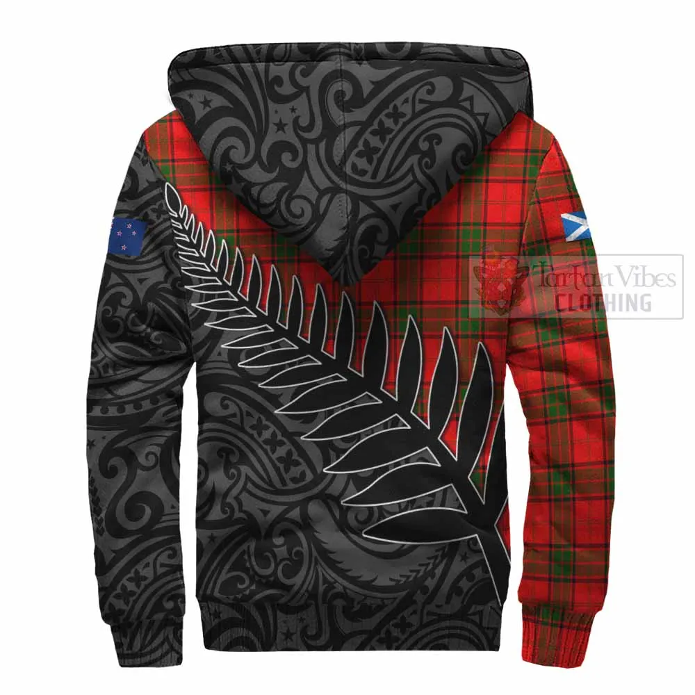 Adair Crest Tartan Sherpa Hoodie with New Zealand Silver Fern Half Style