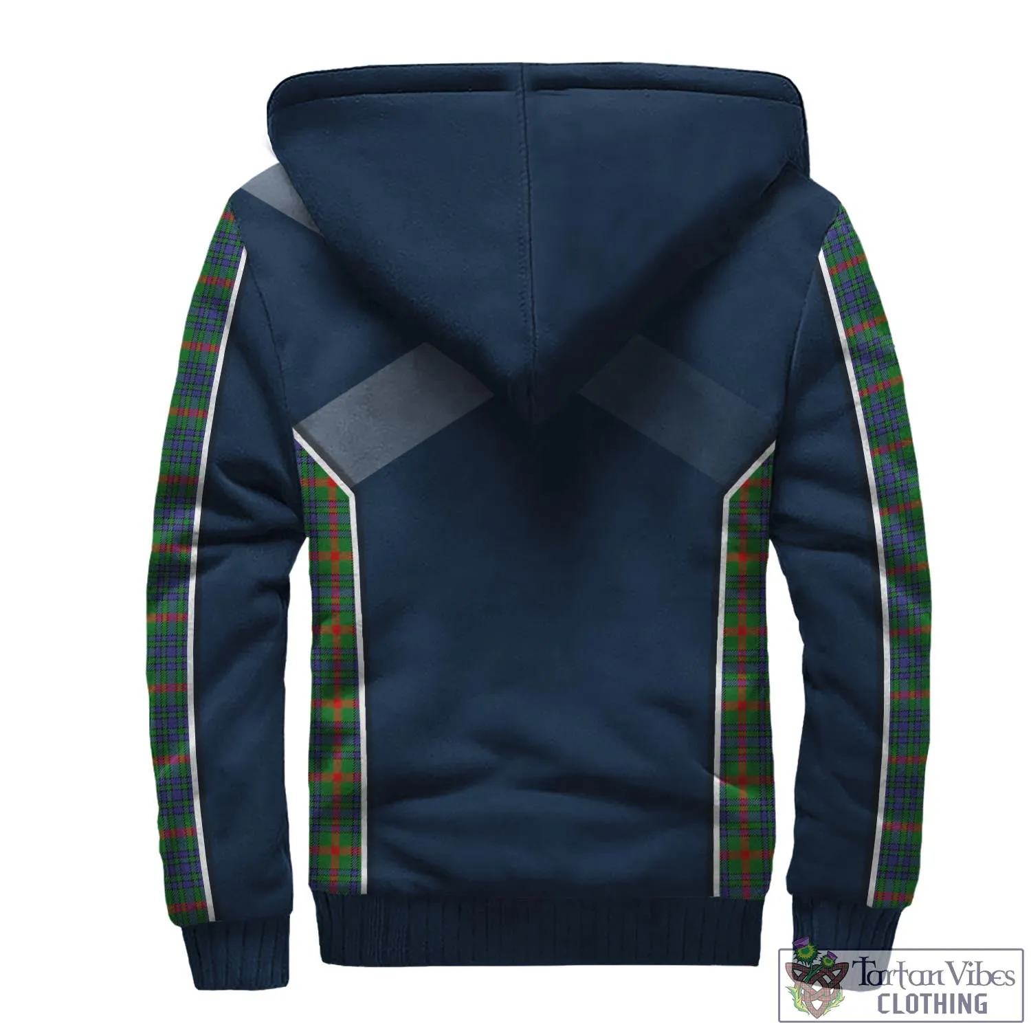 Aiton Tartan Sherpa Hoodie with Family Crest and Lion Rampant Vibes Sport Style