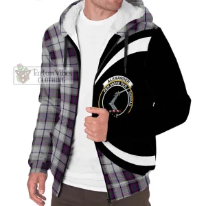 Alexander of Menstry Dress Tartan Sherpa Hoodie with Family Crest Circle Style