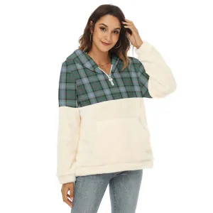 Alexander of Menstry Hunting Tartan Women's Borg Fleece Hoodie With Half Zip