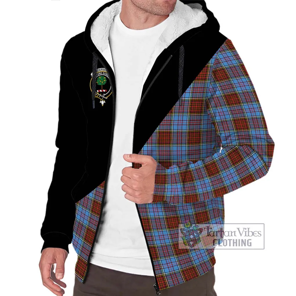 Anderson Modern Tartan Sherpa Hoodie with Family Crest and Military Logo Style