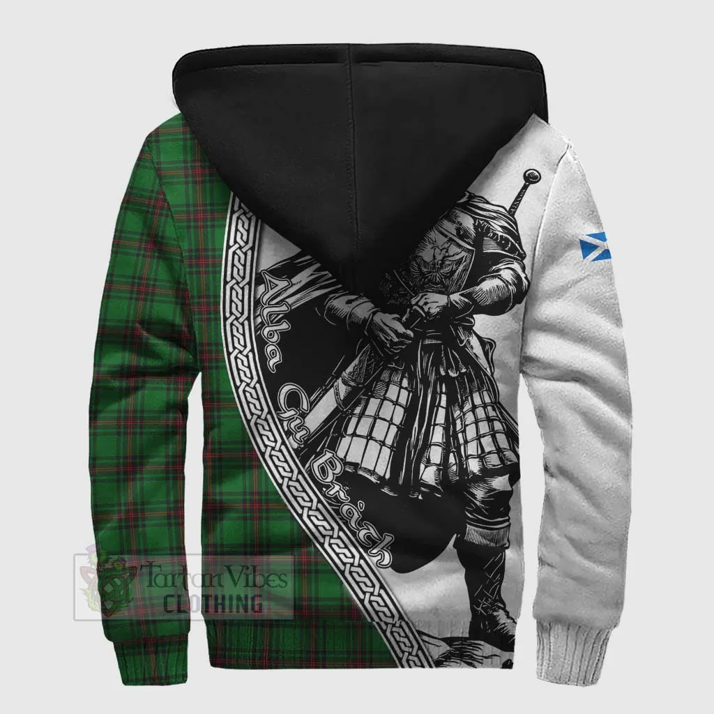 Anstruther Tartan Clan Crest Sherpa Hoodie with Highlander Warrior Celtic Style