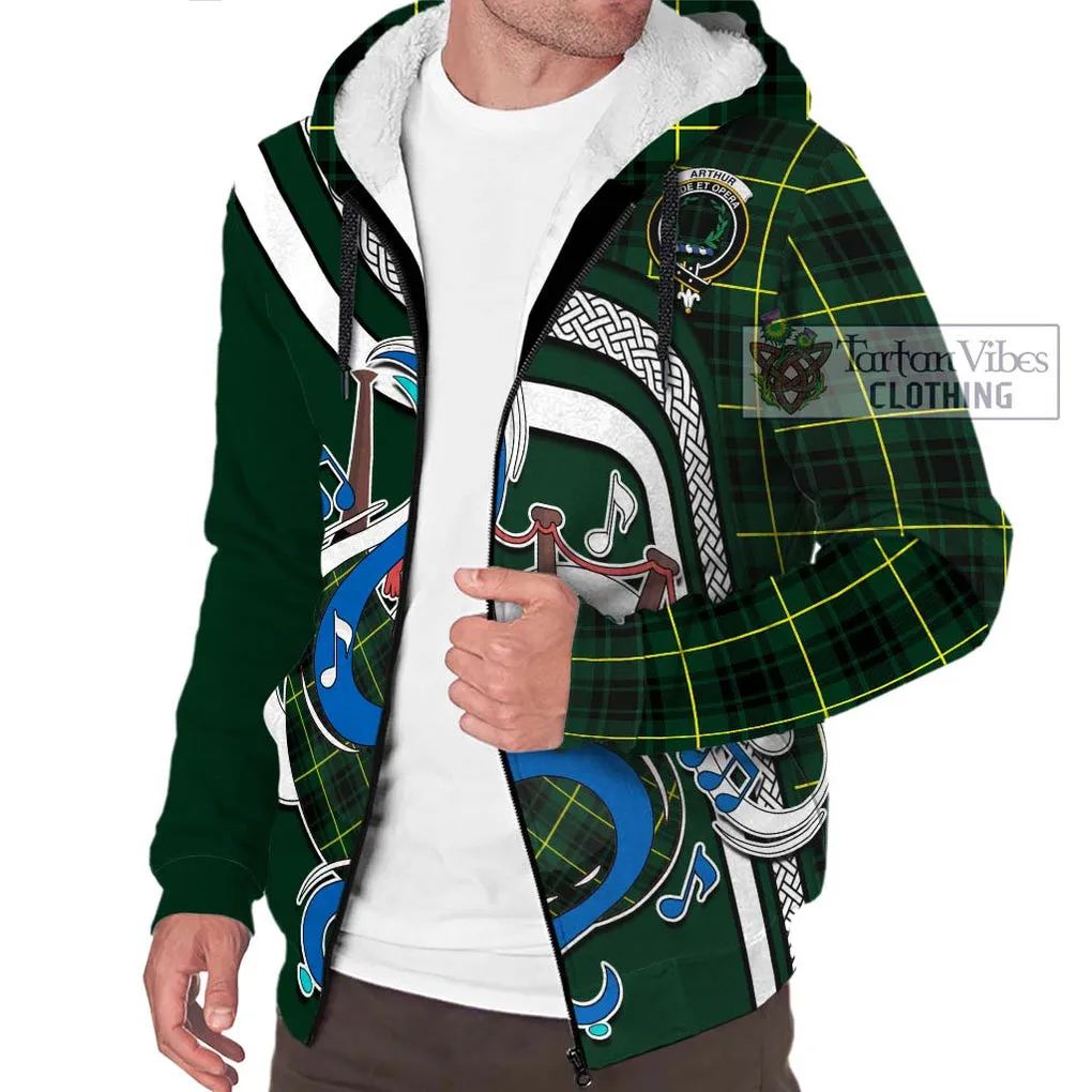 Arthur Modern Tartan Sherpa Hoodie with Epic Bagpipe Style