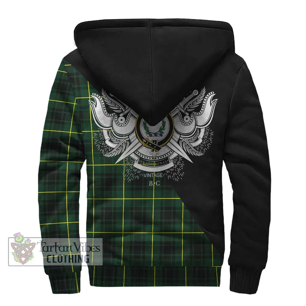 Arthur Modern Tartan Sherpa Hoodie with Family Crest and Military Logo Style