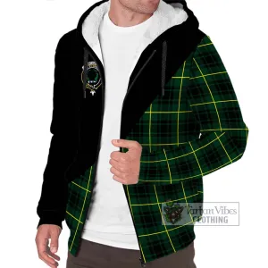 Arthur Modern Tartan Sherpa Hoodie with Family Crest and Military Logo Style