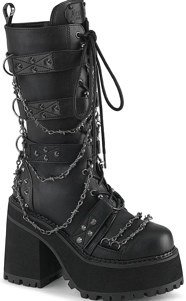 ASSAULT-117 Black Vegan Mid-Calf Boots