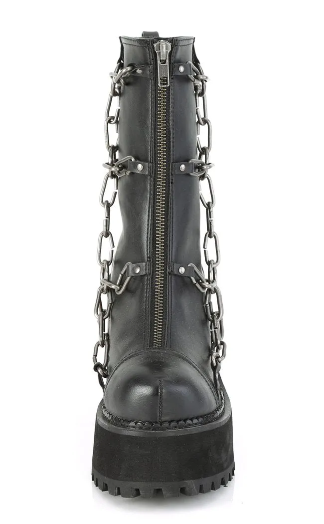 ASSAULT-66 Black Vegan Chain Boots