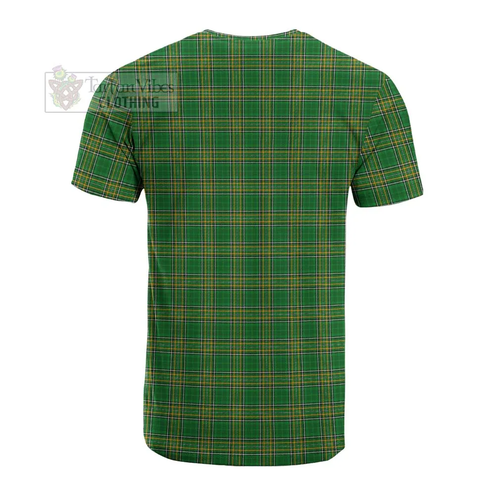 Aston Irish Clan Tartan Cotton T-shirt with Coat of Arms