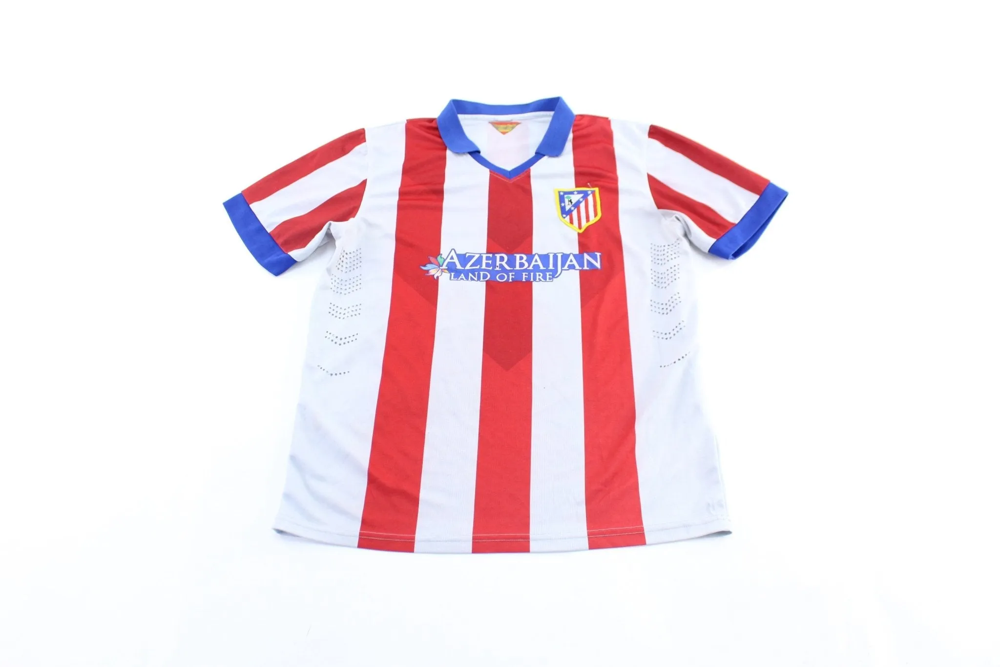 Atletico Madrid Embroidered Patch Striped Soccer Jersey