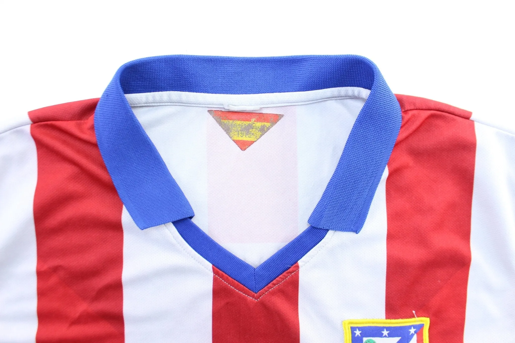 Atletico Madrid Embroidered Patch Striped Soccer Jersey