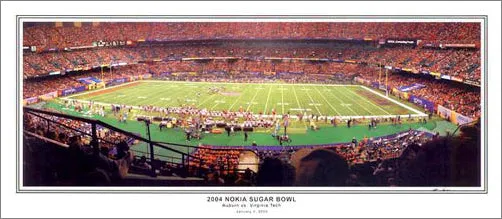 Auburn Tigers vs. Virginia Tech Hokies 2004 Sugar Bowl (Jan. 3, 2005) Panoramic Poster Print - SPI