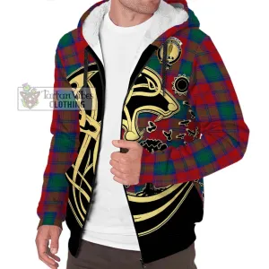 Auchinleck (Affleck) Tartan Sherpa Hoodie with Family Crest Celtic Wolf Style