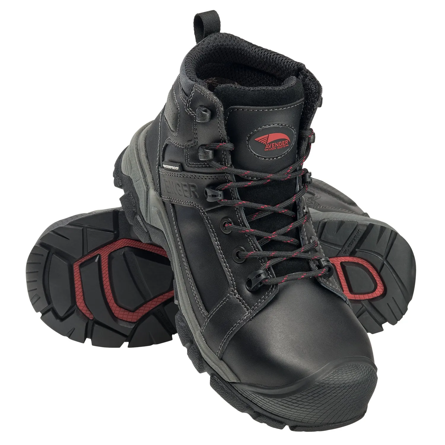 Avenger Mens Ripsaw Mid Black Leather Work Boots