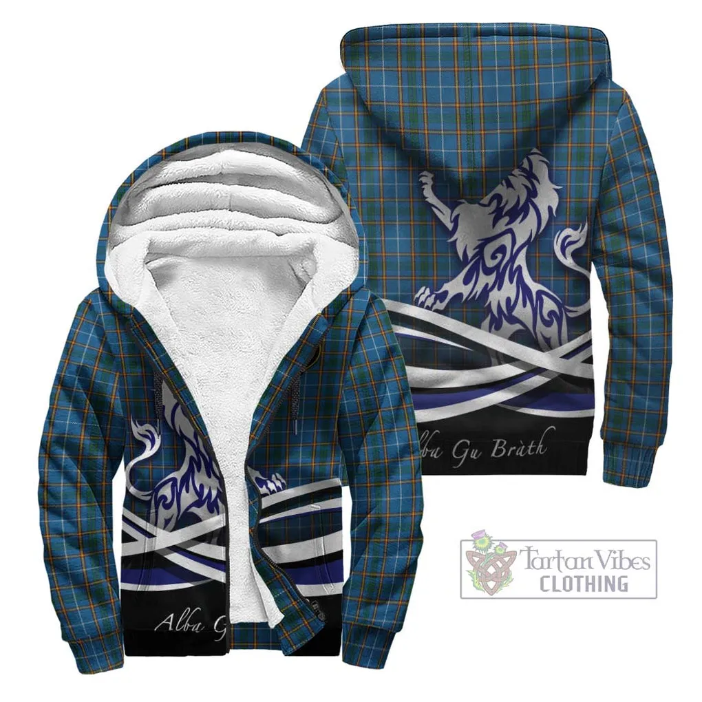 Bain Tartan Sherpa Hoodie with Alba Gu Brath Regal Lion Emblem