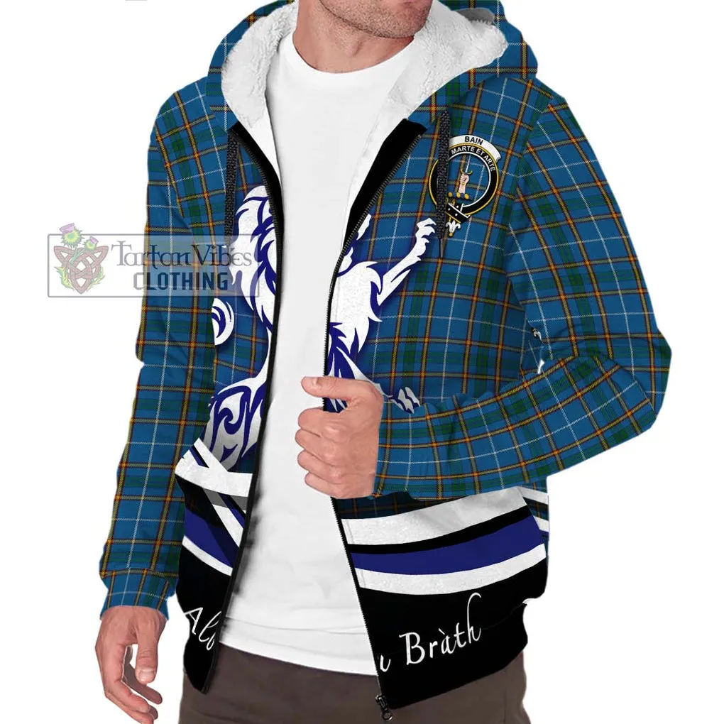 Bain Tartan Sherpa Hoodie with Alba Gu Brath Regal Lion Emblem