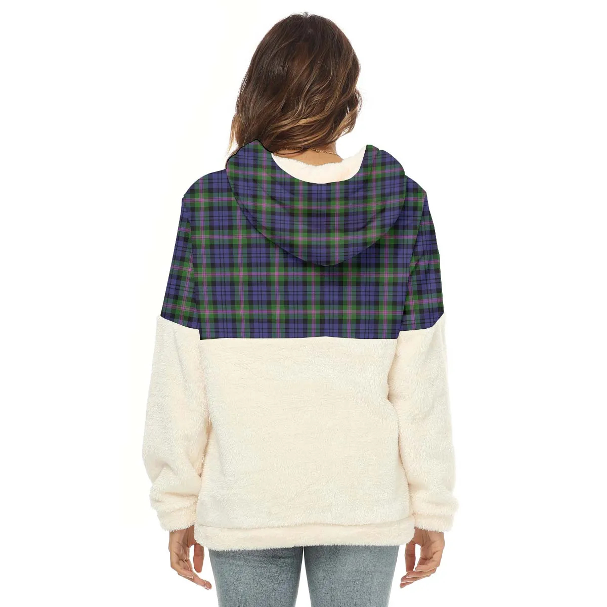 Baird Modern Tartan Women's Borg Fleece Hoodie With Half Zip