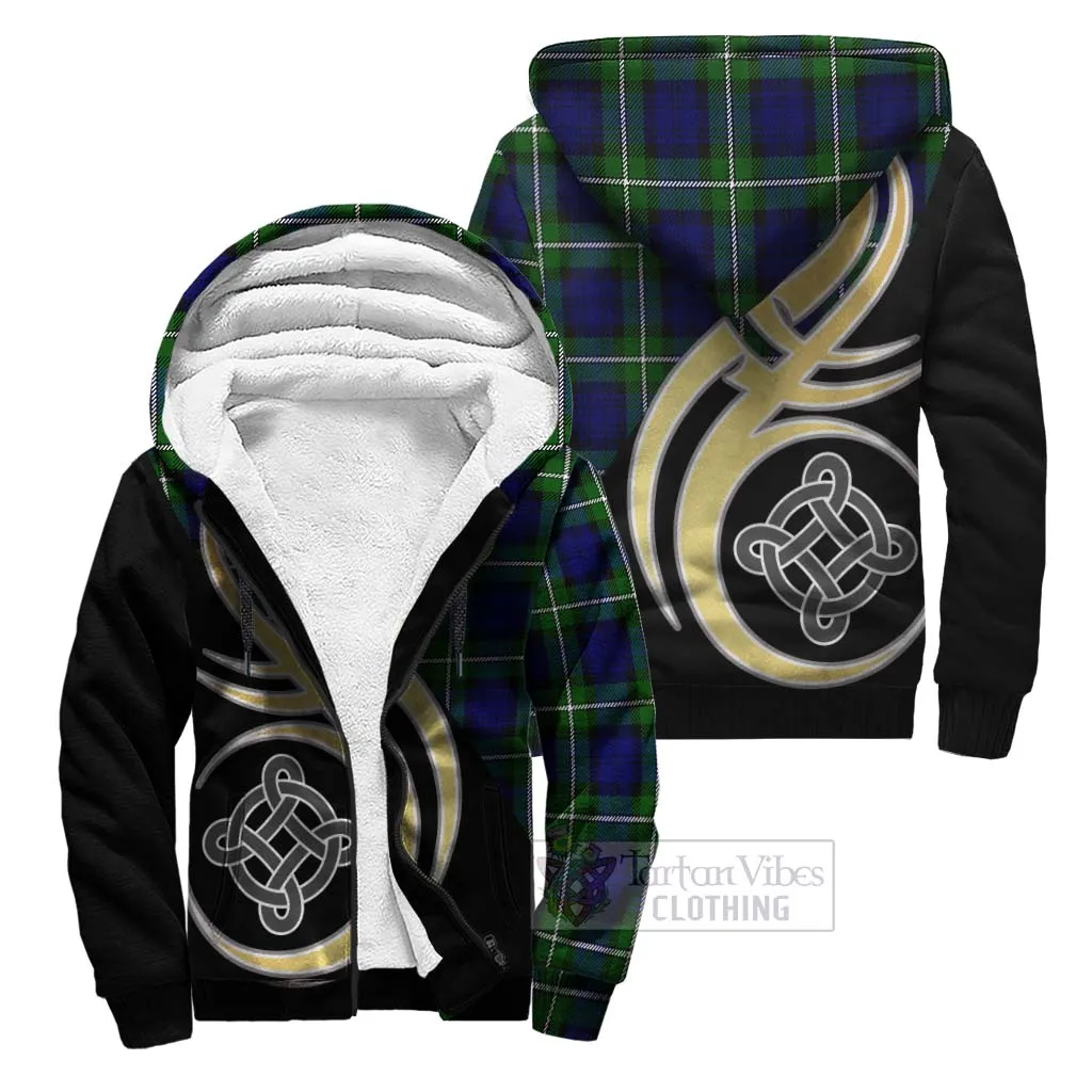 Bannerman Tartan Sherpa Hoodie with Family Crest and Celtic Symbol Style