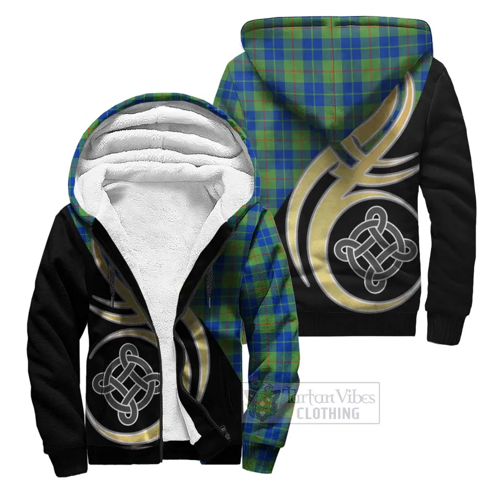 Barclay Hunting Ancient Tartan Sherpa Hoodie with Family Crest and Celtic Symbol Style