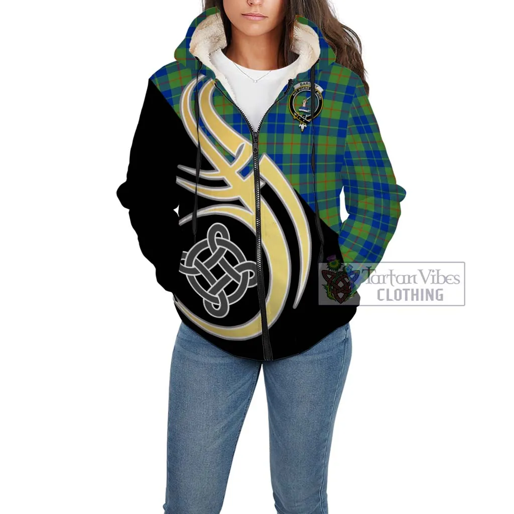 Barclay Hunting Ancient Tartan Sherpa Hoodie with Family Crest and Celtic Symbol Style