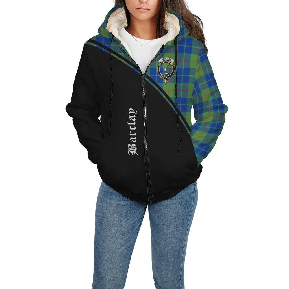 Barclay Hunting Ancient Tartan Sherpa Hoodie with Family Crest Curve Style