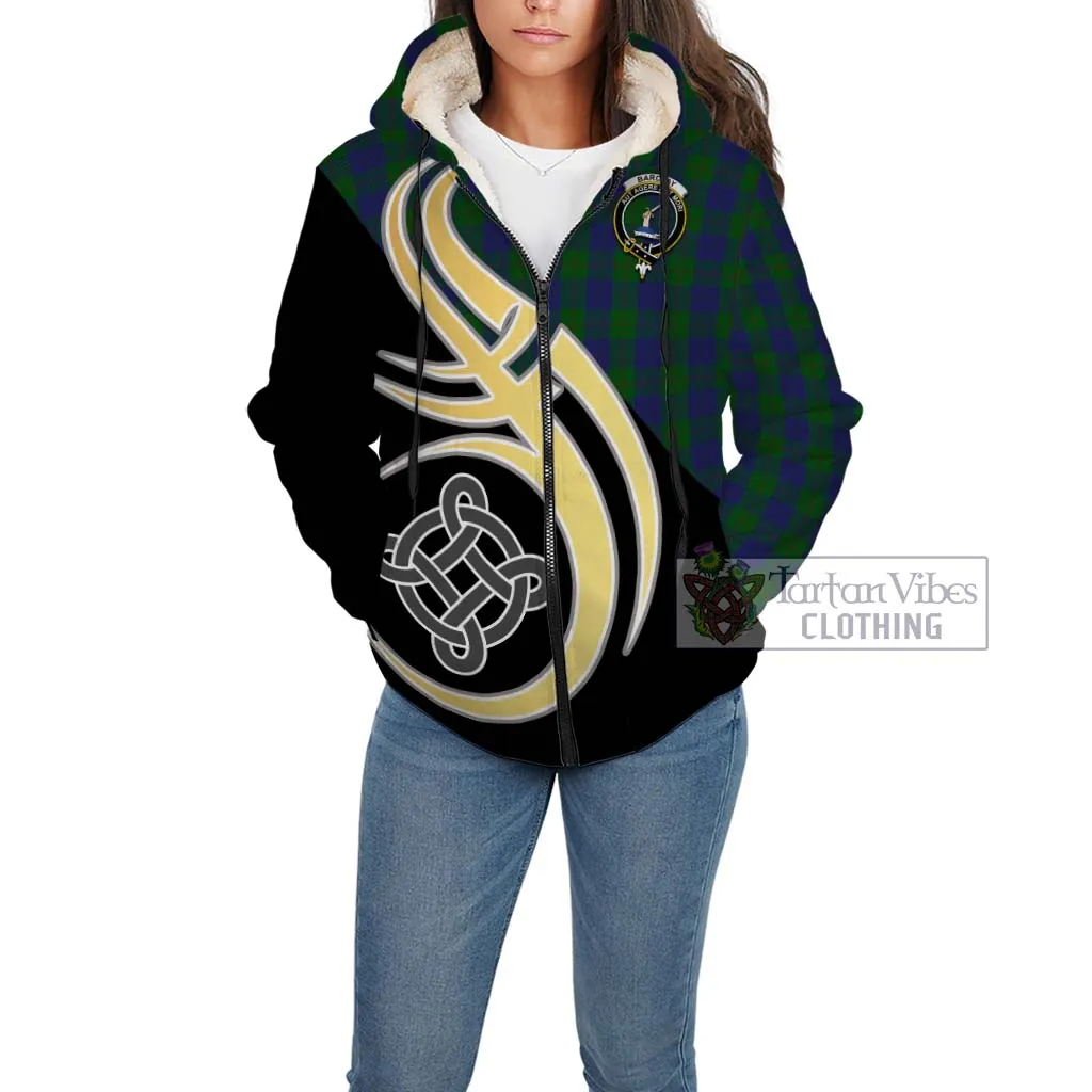 Barclay Tartan Sherpa Hoodie with Family Crest and Celtic Symbol Style