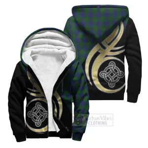 Barclay Tartan Sherpa Hoodie with Family Crest and Celtic Symbol Style