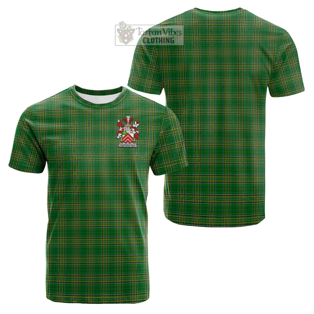 Barrington Irish Clan Tartan Cotton T-shirt with Coat of Arms