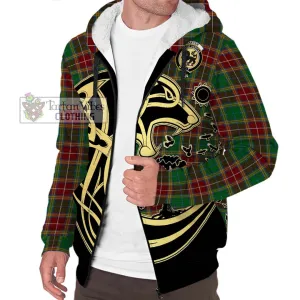 Baxter Tartan Sherpa Hoodie with Family Crest Celtic Wolf Style