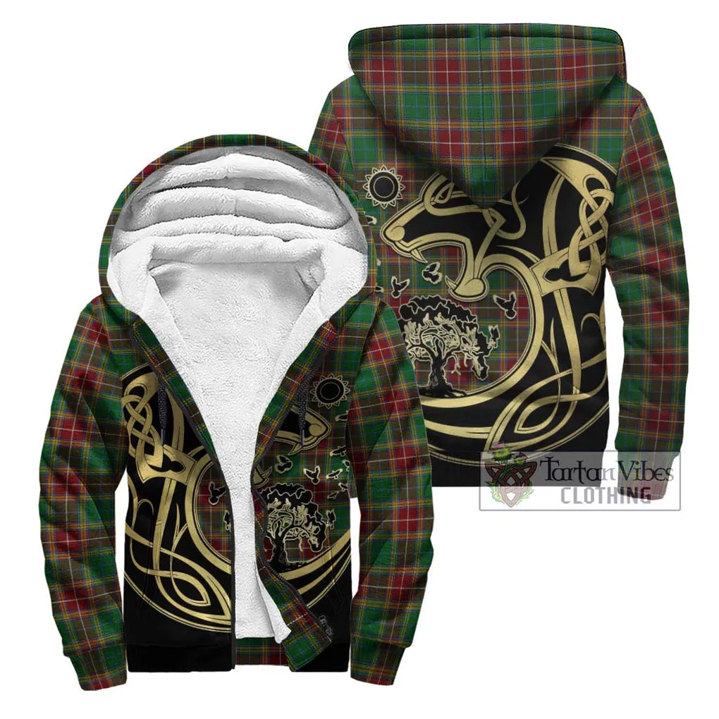 Baxter Tartan Sherpa Hoodie with Family Crest Celtic Wolf Style