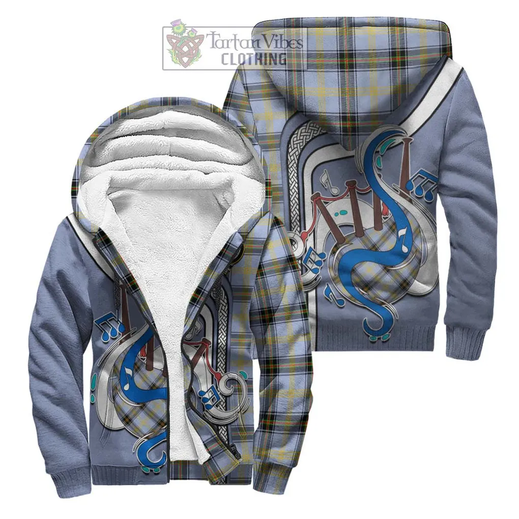 Bell Tartan Sherpa Hoodie with Epic Bagpipe Style