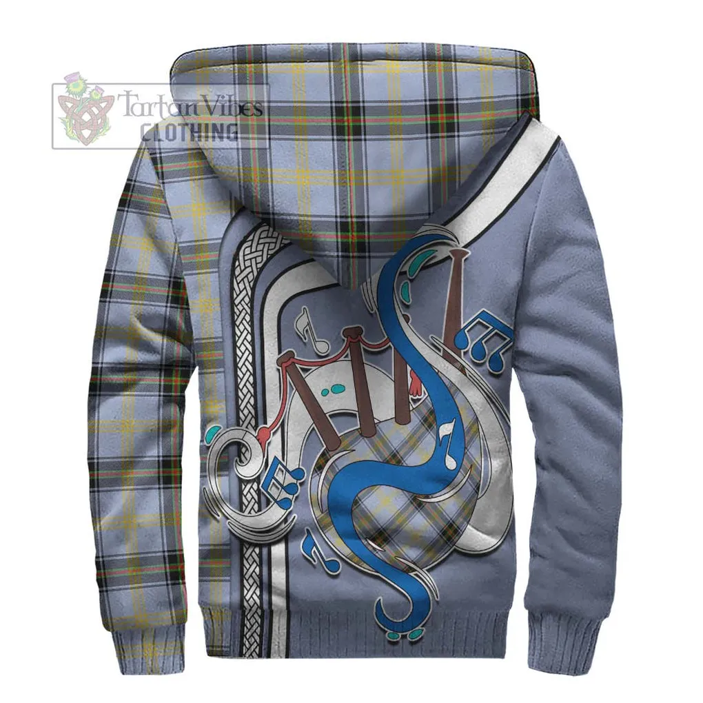 Bell Tartan Sherpa Hoodie with Epic Bagpipe Style