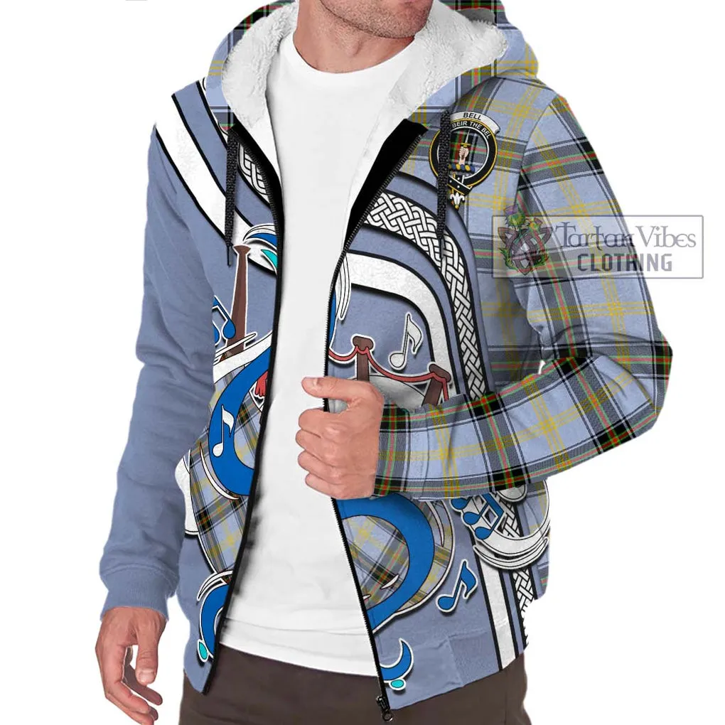 Bell Tartan Sherpa Hoodie with Epic Bagpipe Style