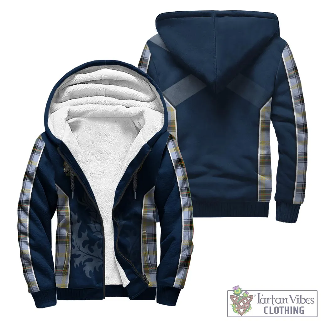 Bell Tartan Sherpa Hoodie with Family Crest and Scottish Thistle Vibes Sport Style