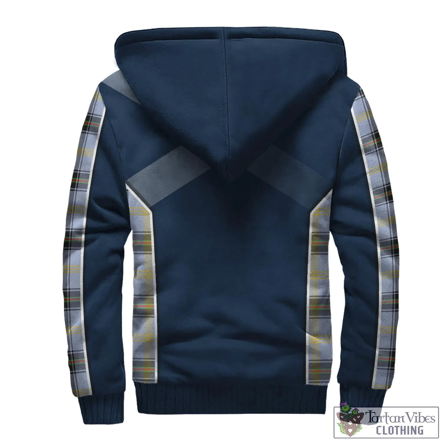 Bell Tartan Sherpa Hoodie with Family Crest and Scottish Thistle Vibes Sport Style