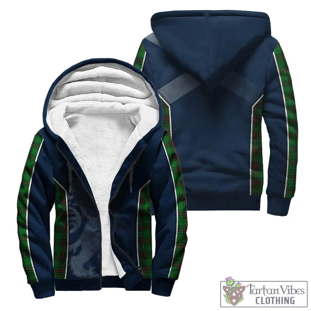 Beveridge Tartan Sherpa Hoodie with Family Crest and Lion Rampant Vibes Sport Style