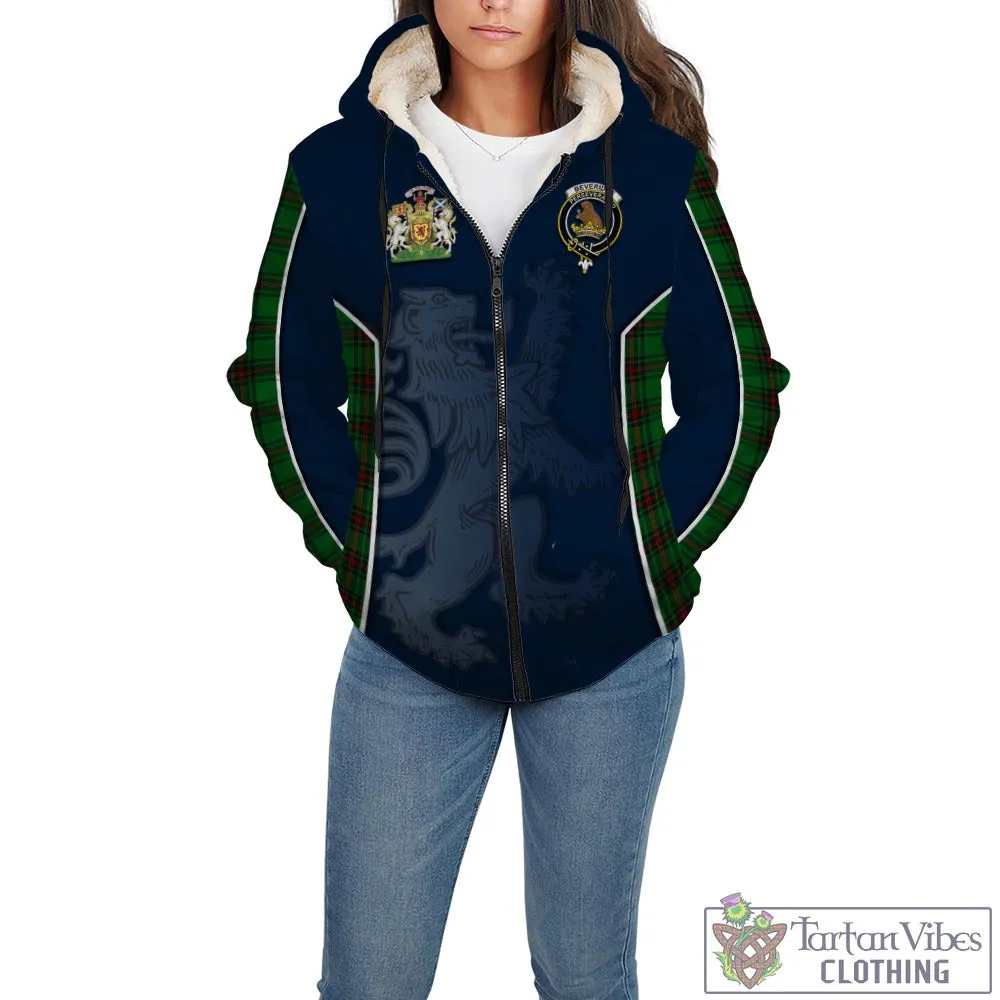 Beveridge Tartan Sherpa Hoodie with Family Crest and Lion Rampant Vibes Sport Style