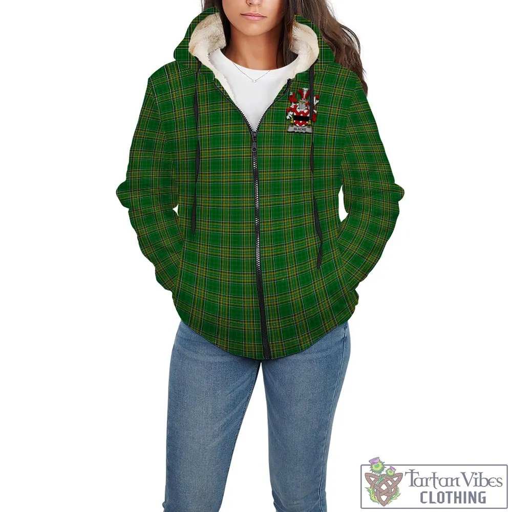 Blacke Irish Clan Tartan Sherpa Hoodie with Coat of Arms