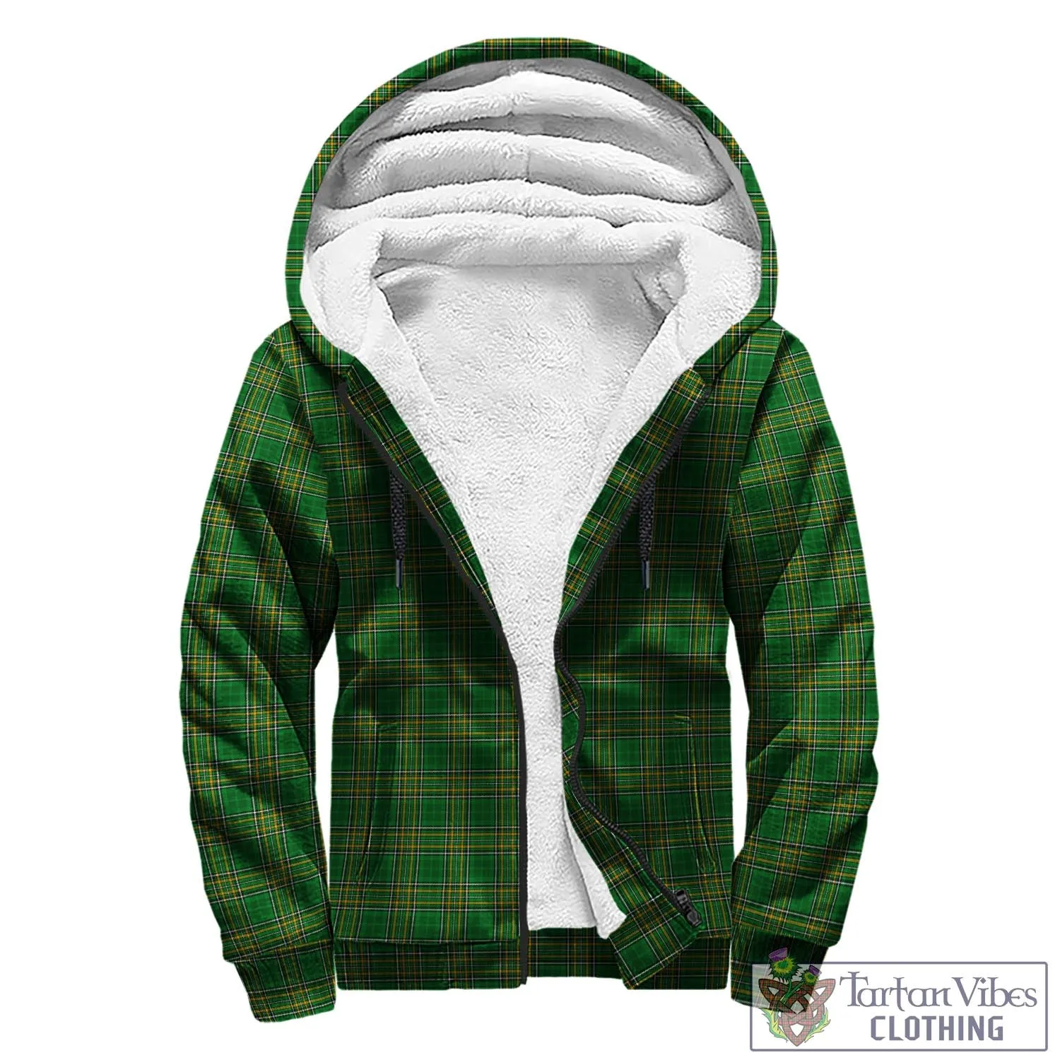 Blacke Irish Clan Tartan Sherpa Hoodie with Coat of Arms