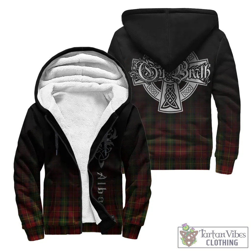 Blackstock Red Dress Tartan Sherpa Hoodie Featuring Alba Gu Brath Family Crest Celtic Inspired