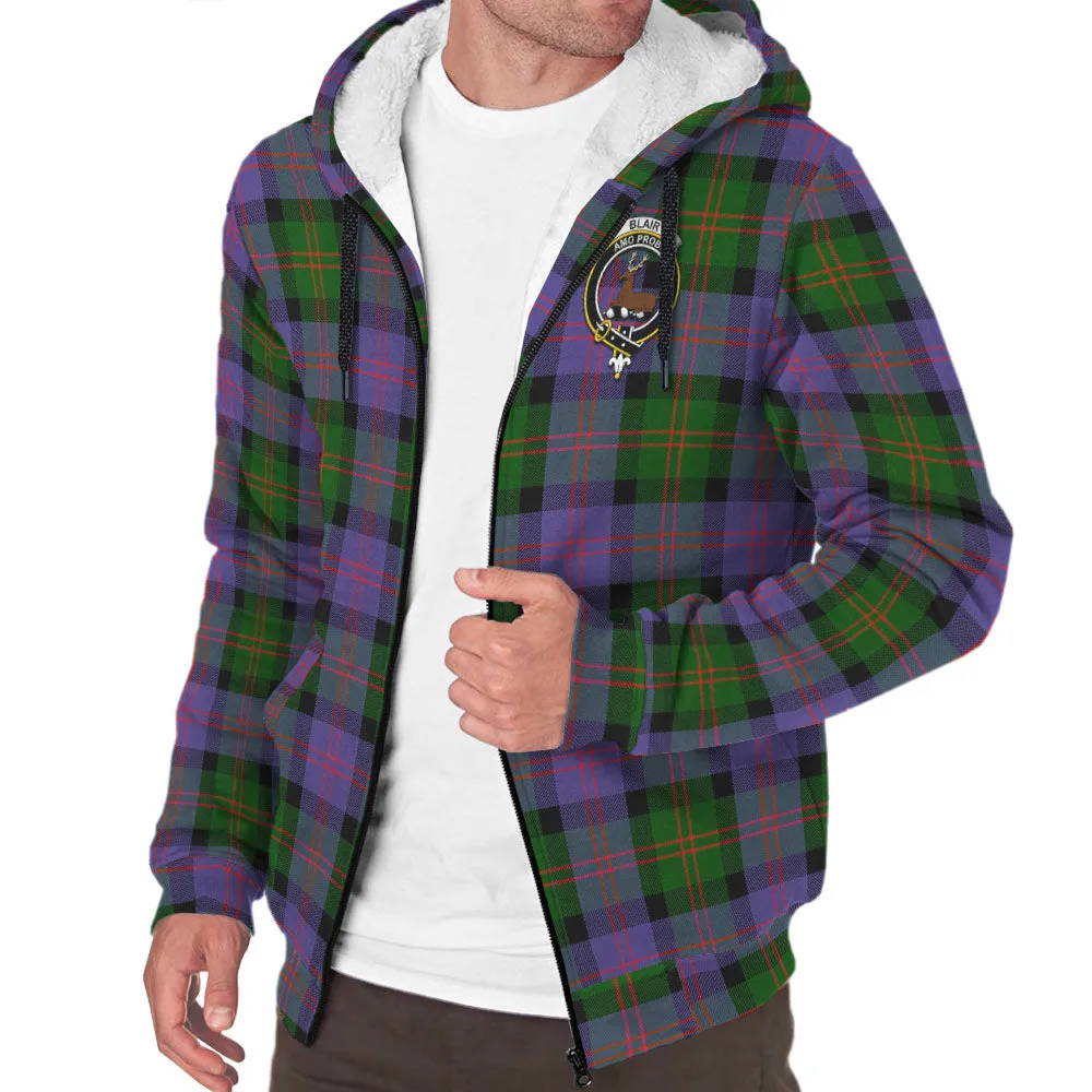 Blair Modern Tartan Sherpa Hoodie with Family Crest