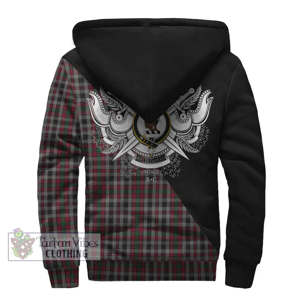 Borthwick Tartan Sherpa Hoodie with Family Crest and Military Logo Style