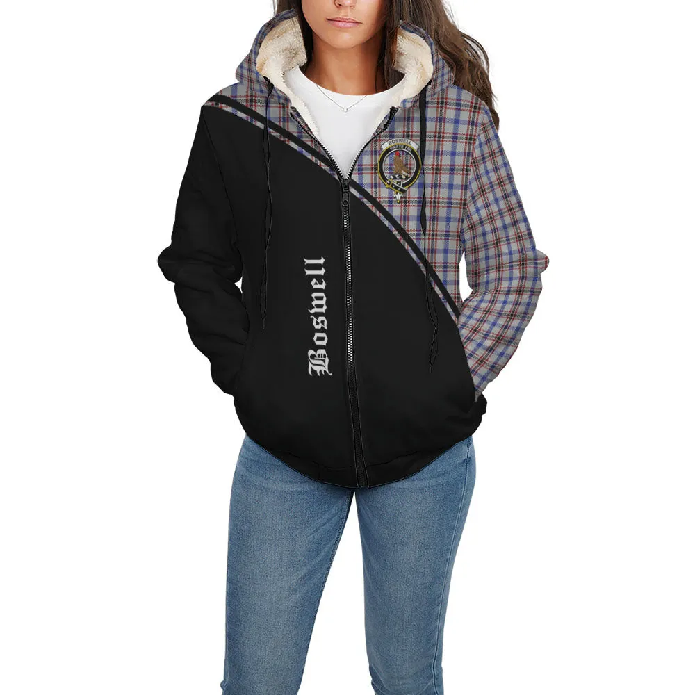 Boswell Tartan Sherpa Hoodie with Family Crest Curve Style